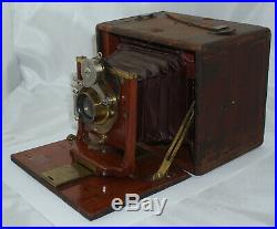 1895 Rochester Optical Co. 4x5 Premo A Early Red Bellows Camera with Brass Lens