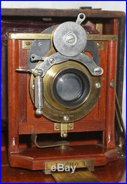 1895 Rochester Optical Co. 4x5 Premo A Early Red Bellows Camera with Brass Lens