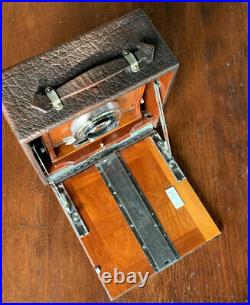 1903 folding field camera, bellows, lens, wooden antique 5x7 B&L zeiss Tessar