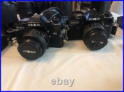(2) Minolta x-700 Vintage Camera & Minolta With 5 Lens & Bags SET