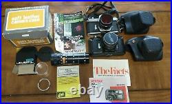 2 Vintage Pentax Honeywell Spotmatic Film Cameras LOT Case, Lens, Manual, ETC