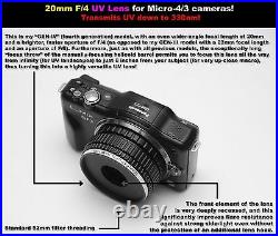 20mm F/4 UV lens for Micro 4/3 cameras! For ultraviolet photography