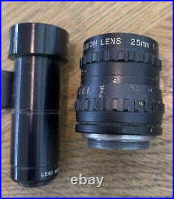 3 -Vintage Lenses Camera Incl Soligor Television 25mm 11.9, Fairchild 10mm F1.1