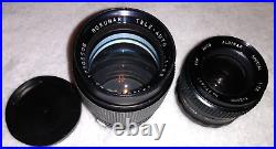 35mm Minolta SRT100, Rokunar & Albinar Lenses, Samigon Case Vintage Camera Lot