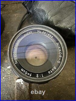 4 Good Vintage Nikon Nikkor Lenses for Nikon F 35mm camera Non Ai