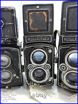 5 VINTAGE ROLLEIFLEX TLR TWIN LENS CAMERA LOT For Restoration, Parts Or Repair