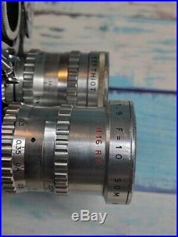 AMAZING Bolex H 16 Reflex 16mm Film Camera with4 Lenses, case, filters, film MORE