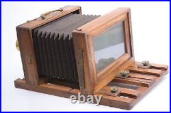 Antique 12x20cm Wet Plate Stereo Camera Gasc & Charconnet Consec. Serial Lenses