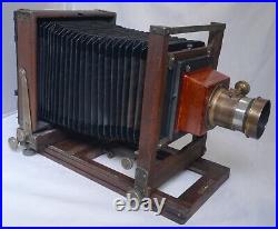 Antique 4x5 Folding Bellows Wooden Film Camera Kleine Optical PARIS SEII Lens