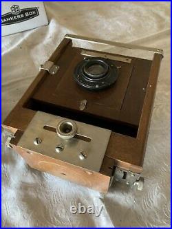 Antique 5x7 Wood Box Camera with Film Plates & Wollensak 7 Lens + Regno Shutter