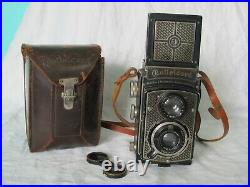 Antique Art-Deco Nickel-plated Rolleicord TLR Triotar 75mm f4.5 lens with Case