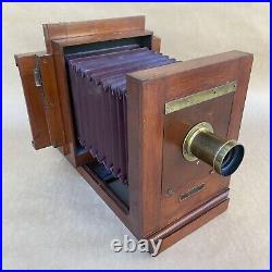 Antique Century Penny Picture 5x7 Wet Plate Wooden View Camera With Brass Lens