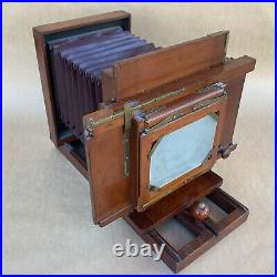 Antique Century Penny Picture 5x7 Wet Plate Wooden View Camera With Brass Lens