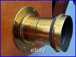 Antique E. & H. T. Anthony 5x8 Wood View Camera with Brass R & J Beck 9 Inch Lens