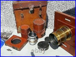 Antique Lancaster International Folding Camera Rapid Cabinet Lens & Accessories