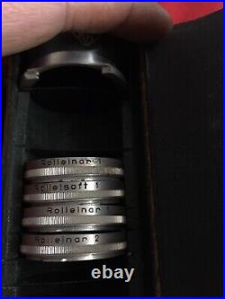 Argus Vintage Camera & Set Rolleinar Lens Leather Case Rolleisoft Range Finder