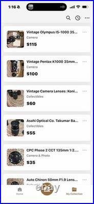 Array of Vintage Cameras and Lenses Lot of 3 Cameras with Case and Accessories