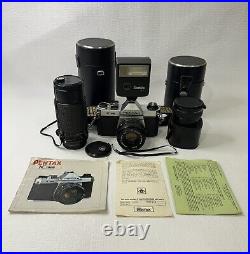 Asahi Pentax K1000 Vintage 35mm Film Camera + 2 Lens Flash Manual & More WORKS