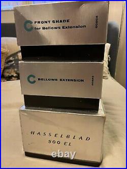 BOXED Hasselblad 500 ELM + lens + battery adapters Bellows and RARE ACCESSORIES