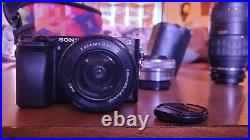 Barely Used Sony Alpha A6000 Digital Camera With 16-50mm and Vintage Lenses