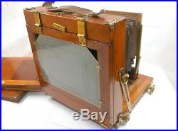 Beautiful Mahogany & Brass Half Plate Field Camera Laverne Clement & Gilmer lens