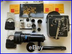 Bolex H16 Reflex 16mm Movie Camera with SOM Berthiot Zoom & 3 other Lenses