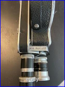 Bolex H16 Reflex 16mm camera TESTED, 2 lenses, leather case for 10mm lens