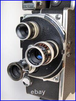 Bolex H8 Movie Camera with three Lenses