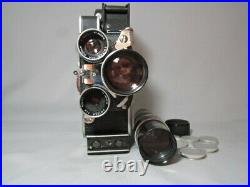 Bolex Rex-5 16mm Movie Camera, 4 Kern Switar Lenses! 16mm, 25mm, 75mm! Film Ready