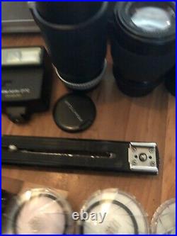 Box Of Vintage Camera Lenses & Accessories