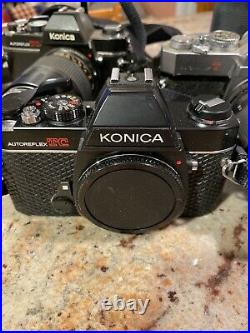 CAMERA LOT OF 3 + Lenses! Konica Autoreflex TC 35mm Camera Lot Vintage 5 Lenses