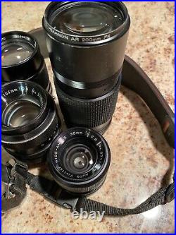 CAMERA LOT OF 3 + Lenses! Konica Autoreflex TC 35mm Camera Lot Vintage 5 Lenses