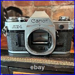 CANON AE-1 Vintage 1980 35mm SLR Film Camera w 50mm f1.8 Lens + Xtras Working