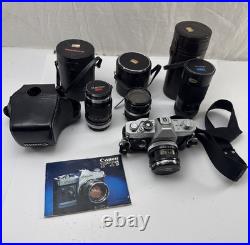 CANON FTb QL 35mm Film Camera SLR Lens & Case Lot READ DESCRIPTION