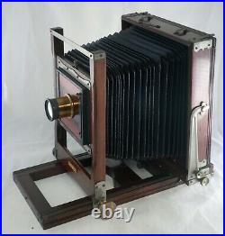 CONLEY Antique 6x8 Folding Bellows Wooden Film Camera ROSS LONDON Brass Lens