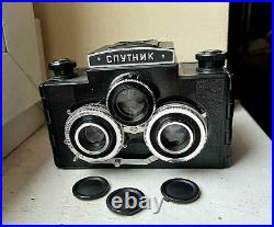 Camera Panoramic Tested SPUTNIK STEREO twin Lens Reflex Vintage Format 6x6 ussr