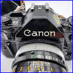 Canon A-1 Vintage Film Camera Leather Strap FD 50mm lens Works Good Condition