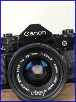 Canon A1 Black Canon FD 30mm Lens Tested Works Vintage Film Camera