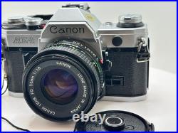 Canon AE-1 35 mm Camera 50mm f1.8 FD Lens & vintage strap FILM Tested