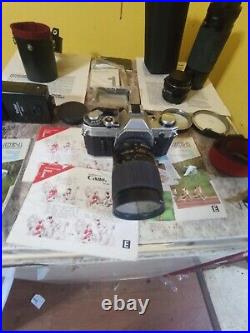 Canon AE-1 35mm Camera Lot. Lenses, Flash, Manuals. Vintage Photography