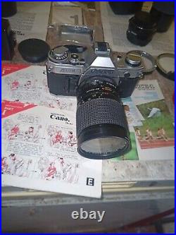 Canon AE-1 35mm Camera Lot. Lenses, Flash, Manuals. Vintage Photography