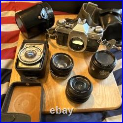 Canon AE-1 35mm SLR Film Camera Silver Black with Lenses and Accessories unteste