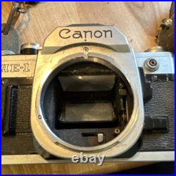 Canon AE-1 35mm SLR Film Camera Silver Black with Lenses and Accessories unteste