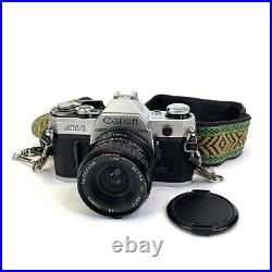 Canon AE-1 35mm SLR Film Vintage Camera with 28mm 12.8 Lens Kit, Tested Working