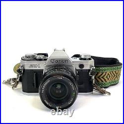 Canon AE-1 35mm SLR Film Vintage Camera with 28mm 12.8 Lens Kit, Tested Working