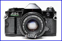 Canon AE-1 AE1 Program Black 35mm Vintage SLR Best Film Camera + 50mm Lens Japan Canon AE-1 AE1 Program Black 35mm Vintage SLR Best Film Camera + 50mm Lens Japan