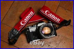 Canon AE-1 BLACK Film SLR 35mm Camera + Canon 50mm f/1.4 FD Lens RARE Vintage