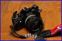 Canon AE-1 BLACK Film SLR 35mm Camera + Canon 50mm f/1.4 FD Lens RARE Vintage