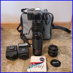 Canon AE-1 Film Camera with 3 Lenses & More Vintage WORKING