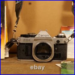 Canon AE-1 Program 35mm SLR Camera w 50mm 1.8 Lens Strap Manuals Vintage Works